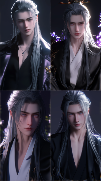 一个年轻男子，五官精致，剑眉星目，身型挺拔健壮，中国风，古风，线条清晰，黑色长发，仙侠风格古装，脸上打光，超现实，超清32k，对称构图。