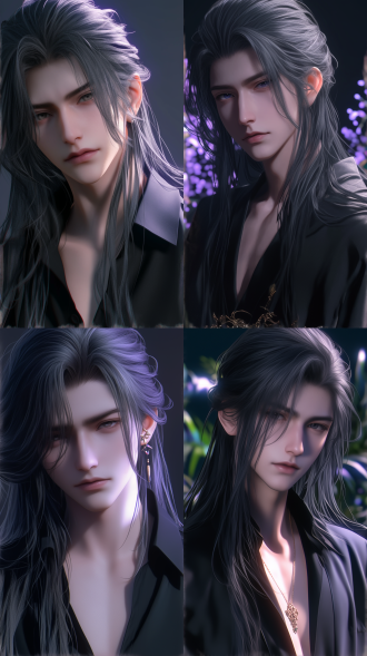 一个年轻男子，五官精致，剑眉星目，野性难训，身型挺拔健壮，中国风，古风，线条清晰，黑色长发，仙侠风格古装，脸上打光，柔光，超现实，动漫增强，超清32k，对称构图。