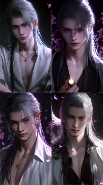 一个年轻男子，五官精致，剑眉星目，野性难训，身型挺拔健壮，中国风，古风，线条清晰，黑色长发，仙侠风格古装，脸上打光，柔光，超现实，动漫增强，超清32k，对称构图。