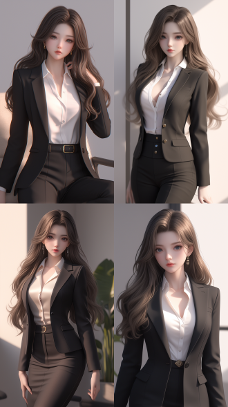一个中国女孩，长卷发，绝美容貌，霸气的眼神，精致五官，白晰皮肤，正面看我，自然光，办公室，西装革履，白领，气质强势，一脸怒意，身材火辣，曲线优美，真实质感，动漫增强，对称构图，细膩纹理，