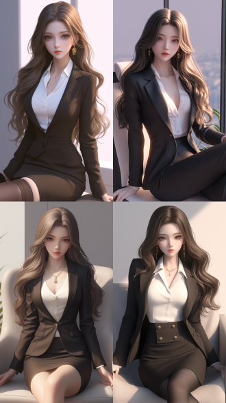 一个中国女孩，长卷发，绝美容貌，霸气的眼神，精致五官，白晰皮肤，正面看我，自然光，办公室，西装革履，白领，气质强势，一脸怒意，身材火辣，曲线优美，真实质感，动漫增强，对称构图，细膩纹理，