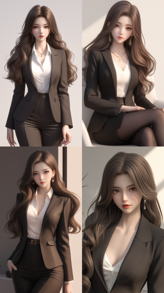 一个中国女孩，长卷发，绝美容貌，冰山美人，霸气的眼神，精致五官，白晰皮肤，正面看我，办公室，西装革履，白领，黑丝，气质强势，一脸怒意，生气，身材火辣，真实质感，对称构图，细膩纹理，
