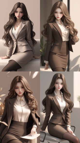 一个中国女孩，长卷发，绝美容貌，冰山美人，霸气的眼神，精致五官，白晰皮肤，正面看我，办公室，西装革履，白领，黑丝，气质强势，一脸怒意，生气，身材火辣，真实质感，对称构图，细膩纹理，