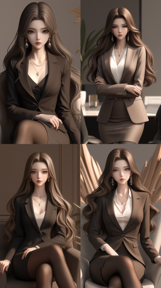 一个中国女孩，长卷发，绝美容貌，冰山美人，霸气的眼神，精致五官，白晰皮肤，正面看我，办公室，西装革履，总裁，黑丝，气质强势，一脸怒意，生气，身材火辣，真实质感，对称构图，细膩纹理