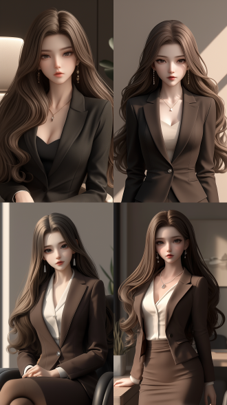 一个中国女孩，长卷发，绝美容貌，冰山美人，霸气的眼神，精致五官，白晰皮肤，正面看我，办公室，西装革履，总裁，黑丝，气质强势，一脸怒意，生气，身材火辣，真实质感，对称构图，细膩纹理