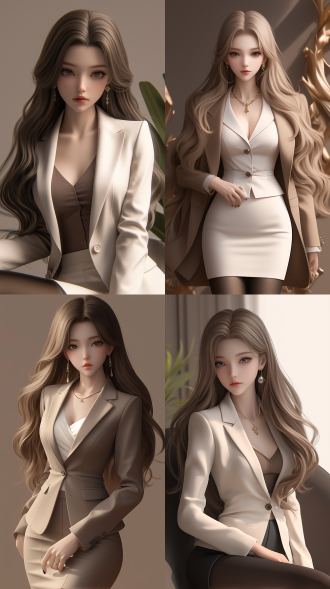 一个中国女孩，长卷发，头发扎起，绝美容貌，冰山美人，霸气的眼神，精致五官，狐狸眼，白晰皮肤，正面看我，办公室，西装革履，白色西装，总裁，黑丝，气质强势，霸气，一脸怒意，生气，身材火辣，真实质感，对称构图，细膩纹理