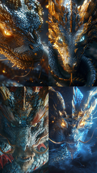 神蛇，龙角，眼神有流光，电影质感，神秘东方美学，8k高清，宏伟场景，细腻毛发，庄严表情，细节，金色鳞片，广角镜头，柔和侧光，神秘氛围，庄严感，金色与深蓝调，神秘与威严，正面，全身，震撼，cg，三维，虚幻引擎，仙侠世界。