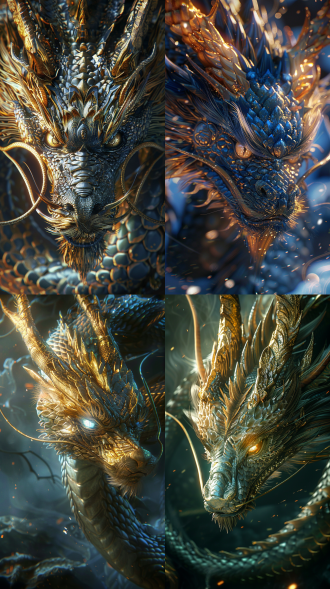 仙蛇，龙角，眼神有流光，电影质感，神秘东方美学，8k高清，宏伟场景，细腻毛发，庄严表情，细节，金色鳞片，广角镜头，柔和侧光，神秘氛围，庄严感，金色与深蓝调，神秘与威严，正面，全身，震撼，cg，三维，虚幻引擎，仙侠世界。