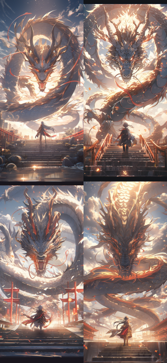 中国龙飞翔战场，太阳照耀鳞片闪光，3d渲染，冷色调，8k分辨率，广角镜头，侧光，动态模糊，金属质感，威严，力量。