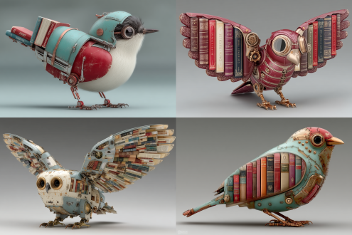 以书本为翅膀的机器鸟，科幻