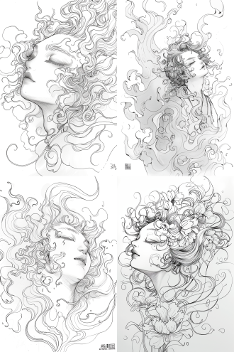线稿，白描风格，画面简洁，素描效果，手绘感 单线图