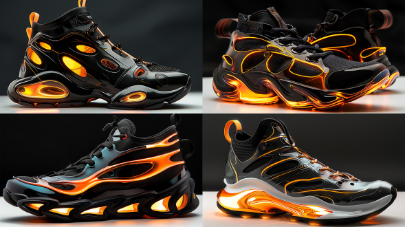 一双未来感的火焰运动鞋
