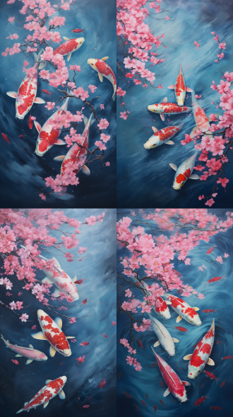 koinobori and cherry blossoms