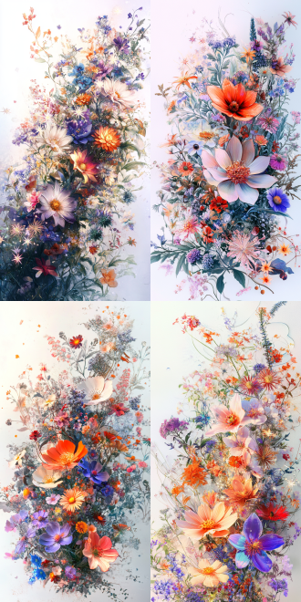 发光的白色背景，一大束满天星花，很多很多花