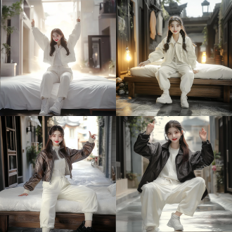 人物改为坐在床上