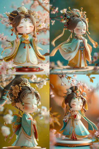 樱花背景，粉色汉服，柔和光线，浪漫氛围，樱花树下，长焦镜头，浅景深，粉白色调，优雅姿态，微笑表情，春天气息。