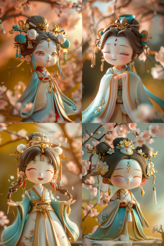 明亮大眼睛，丰富表情，樱花背景，粉色汉服，柔和光线，自然环境，长焦镜头，浅景深，微笑，温柔，粉红色调，春日氛围。