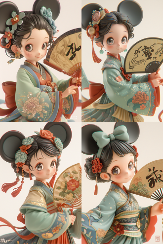 q版唐人雕像，唐代少女，圆脸胖身，唐装舞蹈，夸张中国音乐卷，红绿温润，dolly kei，温柔表情，光泽细腻，盲盒手办，明亮背景，3d渲染，oc渲染，8k画质，前光照明，q版风格，圆润造型，唐风服饰，舞蹈姿态，中国元素，鲜艳色彩，复古风格，柔和表情，细腻质感，手办模型，高亮背景，三维渲染，光学渲染，超高清画质，正面照明。