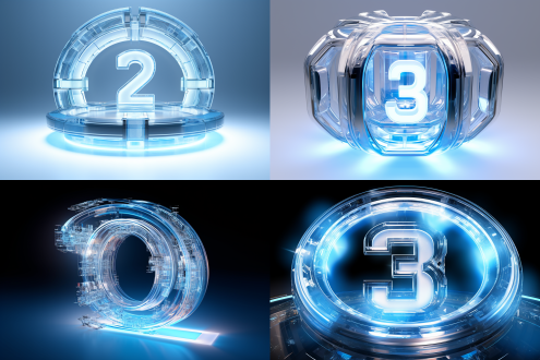 立体发光数字1，图形用户界面，白色浅蓝色，复杂电子结构，白色背景，未来主义风格，hdr，uhd，专业级，高分辨率，精细细节，科技感，创新设计，冷色调，聚焦，清晰度高，现代感，极简主义，光影效果，数字艺术，超现实，技术美学，未来科技，电子界面，高对比度，精细纹理，现代科技，未来感。 等距视角