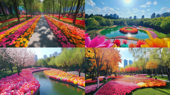繁华美好的公园场景
