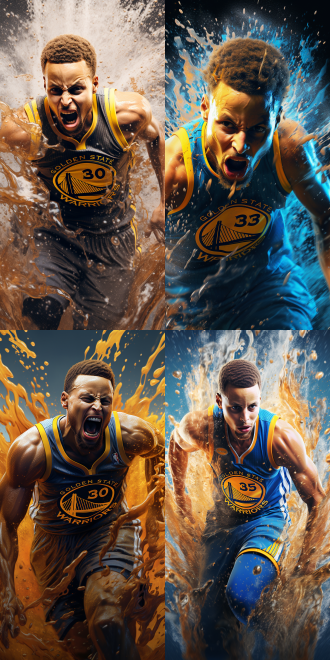 勇士库里粉丝艺术作品，逼真的水花飞溅，美丽的iphone壁纸，转描技术，嗖嗖声，高细节高分辨率，翱翔，受rudy siswanto启发，佩斯利壁纸，令人屏息的渲染，