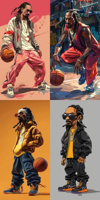 一个snoop dogg的动漫nendoroid，篮球鞋概念艺术，受charles fremont conner启发，生命的答案，2000年代封面艺术，法文特色，手机壁纸，游戏美学9:16。