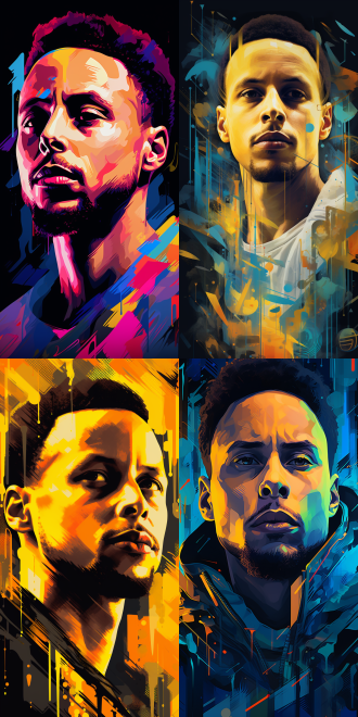 斯蒂芬.库里肖像，马丁·安辛艺术作品肖像，麻省理工学院技术评论，尖锐角度，插画师，动态，艺术博物馆照片，受雨果·桑切斯·博尼利亚启发，以罗斯·特兰风格，弹道，iamag，居中设计，artgram，2010，体育9:16。