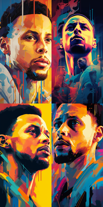 斯蒂芬.库里肖像，马丁·安辛艺术作品肖像，麻省理工学院技术评论，尖锐角度，插画师，动态，艺术博物馆照片，受雨果·桑切斯·博尼利亚启发，以罗斯·特兰风格，弹道，iamag，居中设计，artgram，2010，体育9:16。