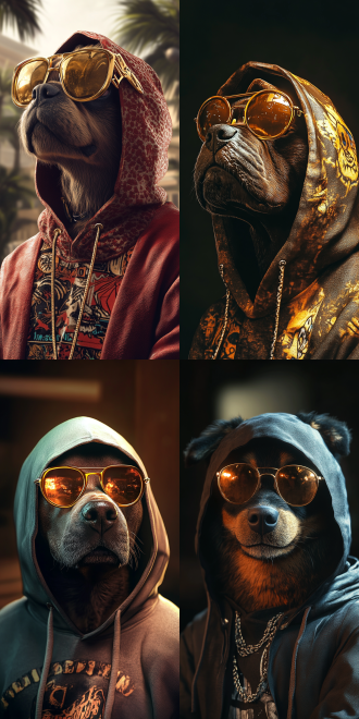 拟人狗• 金色眼镜• 黑帮成员• 曲奇• 锯齿化的• 加载屏幕• 等级• 穿着连帽衫• l·罗莱特• 9:16比例