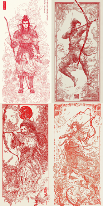 软件家电影海报，精细的钢笔绘画，蓝图红墨水，受唐申云桑达拉启发，游戏盒，射箭，至，2013年，电脑游戏封面艺术，迷幻lsd漫画，艺术博物馆提供的照片，第五版，策略游戏，游戏标志，一本打开的书，道教，2014年，手绘。