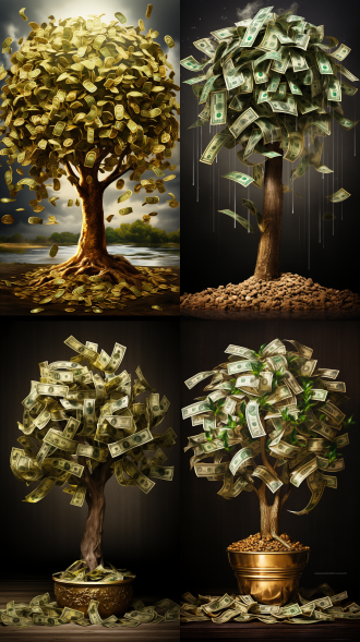 财富与繁荣的金钱树画布印刷品