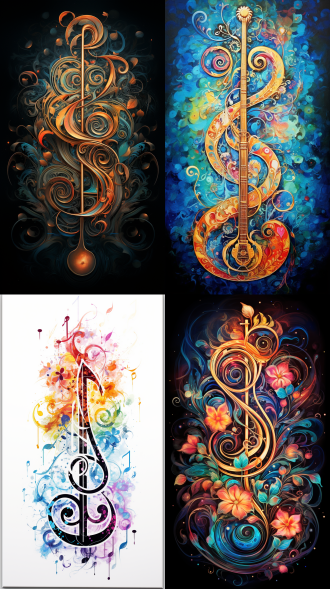 艺术音乐高音谱号画布印刷品