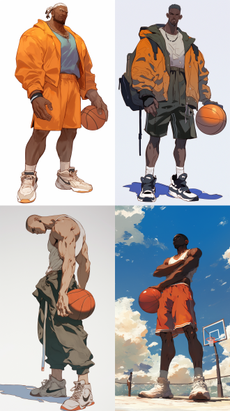 一个街头篮球手，全身像