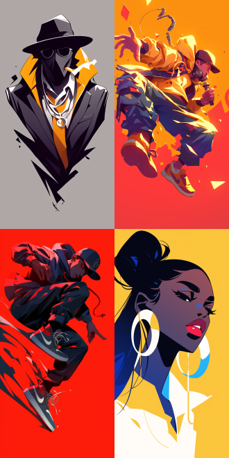 嘻哈短剧logo，电影素材，简洁大气醒目，平面设计，大师手法，新颖创意，高饱和色，正楷字体，光影对比强。