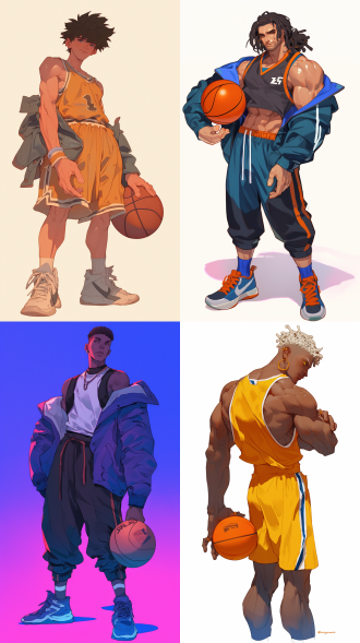 一个街头篮球手，全身像