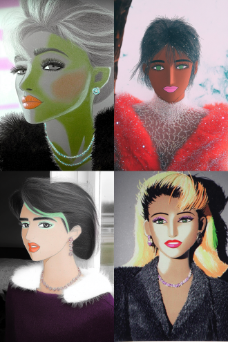 著名女演员的剧照，皮草，染发，珠光宝气