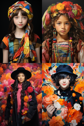 inspired by gabriele münter, pastel drawing, an asian woman, inspired by jules joseph lefebvre, mexican vaquero, aged 13, fluo colors, inspired by antonio de la gandara, black beret, ((portrait)), naïve art, by fernando amorsolo, intermediate art, inspired by valentin aleksandrovich serov
