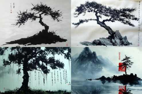 中国风格的兰石图，俊逸素雅，造型独特，水墨画艺术感，题词