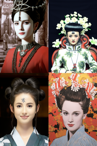 中国古代仕女头像，美丽