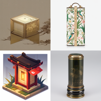 一盏精美的丝绸竹制花灯，画着花鸟山水草木，墙壁和地板投下夜间的光影，元宵节灯展作品