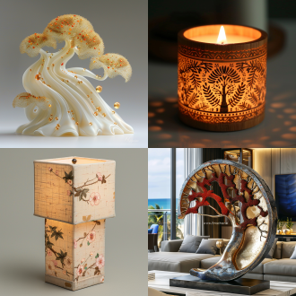 轻纱纸质无骨灯，红珊瑚树造型，针刺密密麻麻小孔的花纹图案，光影效果特殊，寒光，夜景