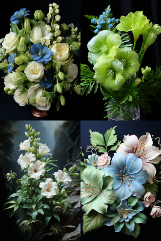 一株美丽圣洁的绿绒蒿花开放在悬崖绝壁的缝隙中，毛茸茸的花茎，蓝色的花瓣，单层飘逸，黄色花蕊，雪花月光背景，神秘寂静