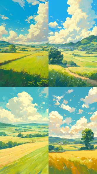 农村风光，田野，自然，海报，绿色系，农业