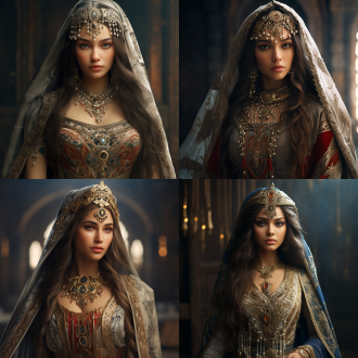 穿中世纪中亚服装的优雅公主