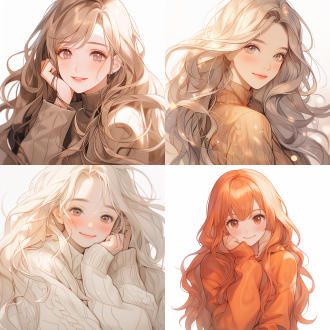 动漫插画少女，长卷发，大眼睛，明媚笑容，手绘风格，白色背景，适当留白，柔和光线，生动表情，治愈系风格，温暖色调，细腻笔触，正面视角，自然光，温馨氛围，高分辨率，高饱和度，细节丰富，温馨，宁静，柔和，温馨，治愈。