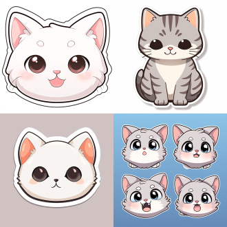 卡通贴纸图片，可爱猫咪，扁平化设计，正面视角，高清晰度，细节丰富，4k分辨率，oc渲染器，柔和色彩，简洁线条，生动表情，平面构图，可爱活泼，清晰边缘，简洁背景，生动表情，活泼姿态，高分辨率，柔和光线，简洁构图，生动动作，可爱表情，活泼色彩，清晰细节，简洁风格，生动描绘，可爱设计。