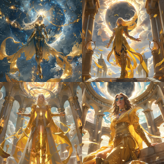 epic fantasty card game art, goddess of the cosmos, striking artstyle, black hole, burning embers, full body single character, within radiate connection, ultra view, shining lamps, gigantic star, symmetrical artwork, official character illustration, full image,hot body