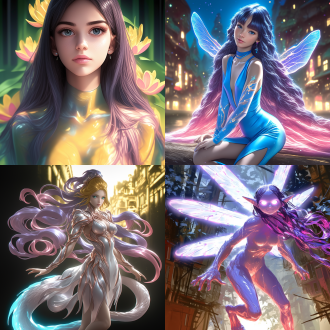 湖中仙女，曲线优美，眼神冷峻，长发，光影交错，超现实主义，高分辨率，4k，hdr，冷光，动态模糊，神秘感，全身照，水中倒影，柔和光线，长焦镜头，高对比度，冷色调，神秘氛围，动态效果，全身姿态，光影交织，超现实风格。