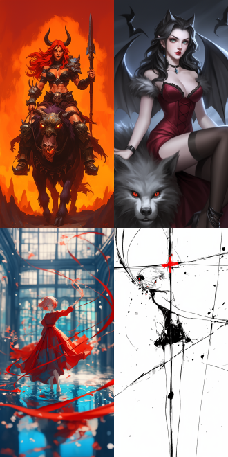 女性恶魔骑梦魇兽，空中飞行，曲线优美，五官精致，高画质，红色哥特服装，手持长鞭，动态模糊，暗黑风格，细节丰富，广角镜头，逆光，冷色调，神秘，威严。