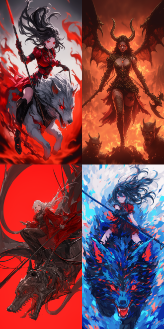 女性恶魔骑梦魇兽，空中飞行，曲线优美，五官精致，高画质，红色哥特服装，手持长鞭，动态模糊，暗黑风格，细节丰富，广角镜头，逆光，冷色调，神秘，威严。